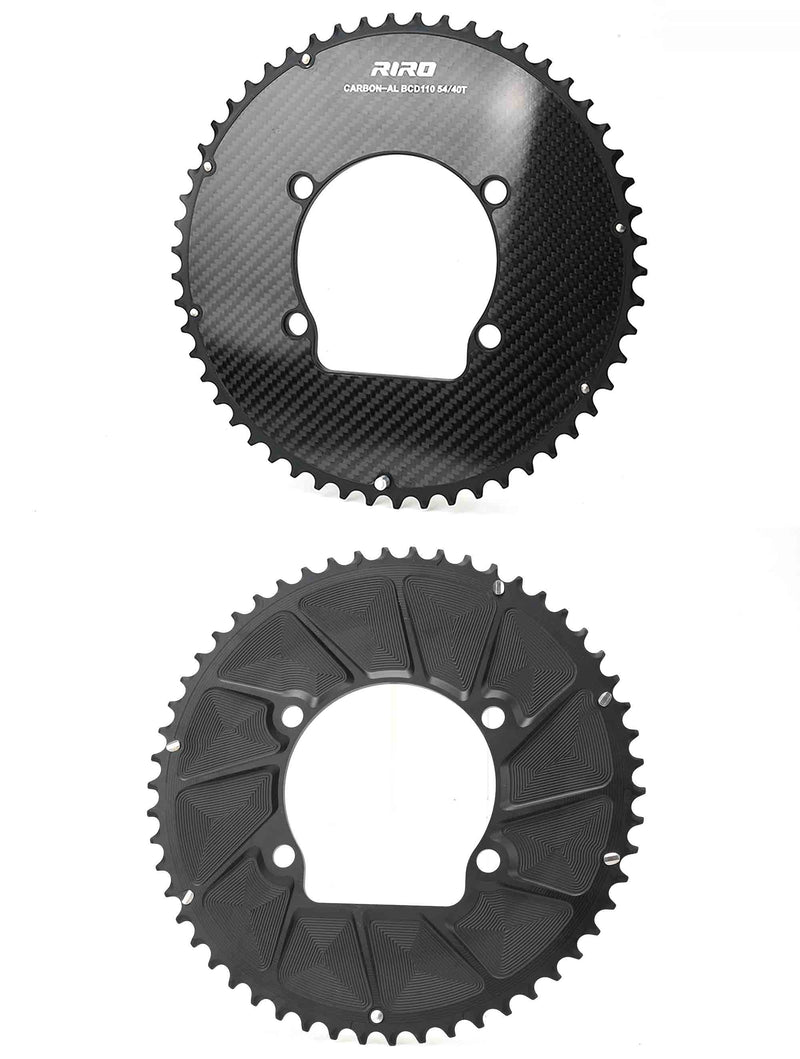 Load image into Gallery viewer, Riro RCB 110BCD CNC Aluminum Chainring with Carbon Fiber Reinforced Surface Single and Double Chainrings