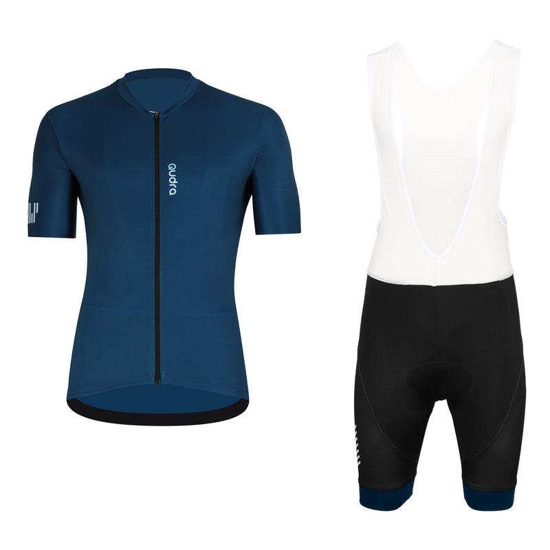 Load image into Gallery viewer, Qudra Cycling Jersey and Bib Tights Top with Short Pants Navy Blue 064