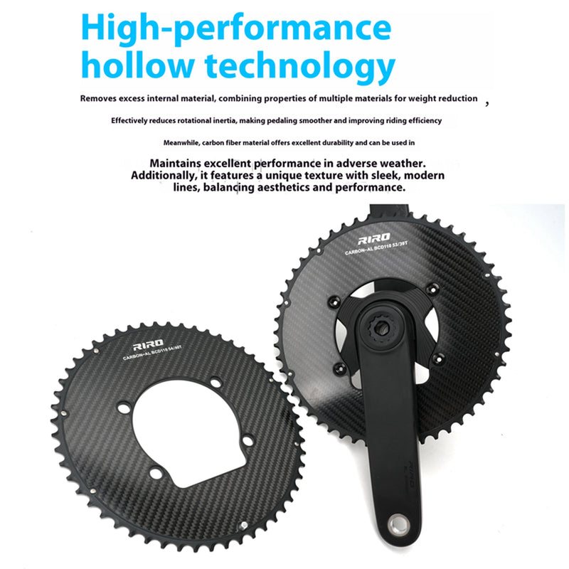 Load image into Gallery viewer, Riro RCB 110BCD CNC Aluminum Chainring with Carbon Fiber Reinforced Surface Single and Double Chainrings