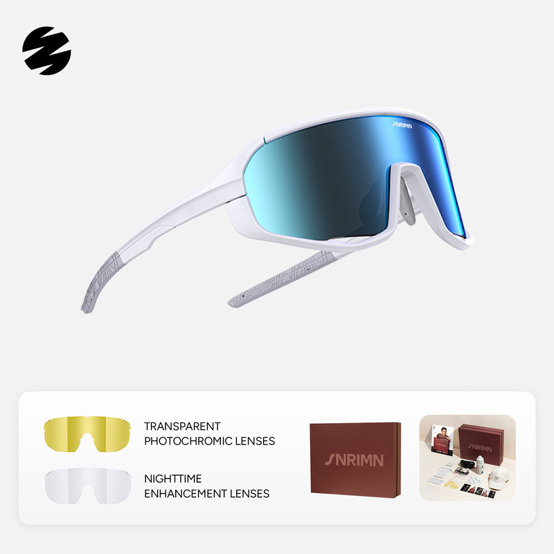 Load image into Gallery viewer, SUNRIMOON Twilight Full‑Frame Cycling Sunglasses Lenses By ZEISS, Photochromic, Interchangeable Sports Glasses for Cycling Running Outdoo JN2501A