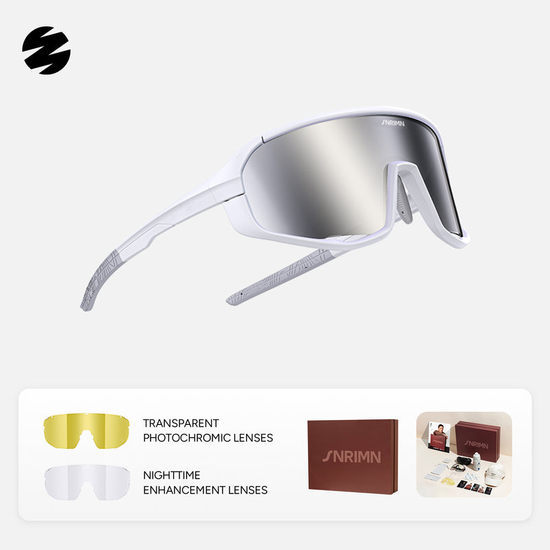 Load image into Gallery viewer, SUNRIMOON Twilight Full‑Frame Cycling Sunglasses Lenses By ZEISS, Photochromic, Interchangeable Sports Glasses for Cycling Running Outdoo JN2501A