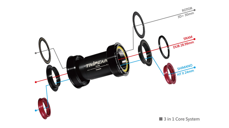 Load image into Gallery viewer, TRiPEAK JETSTREAM PRO T47 68mm 3 in 1 Bottom Bracket G3 Ceramic Bearing