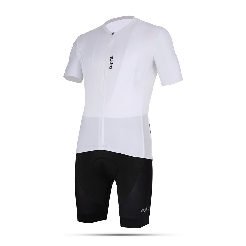 Load image into Gallery viewer, Qudra Cycling Jersey and Bib Tights Top with Short Pants White 062
