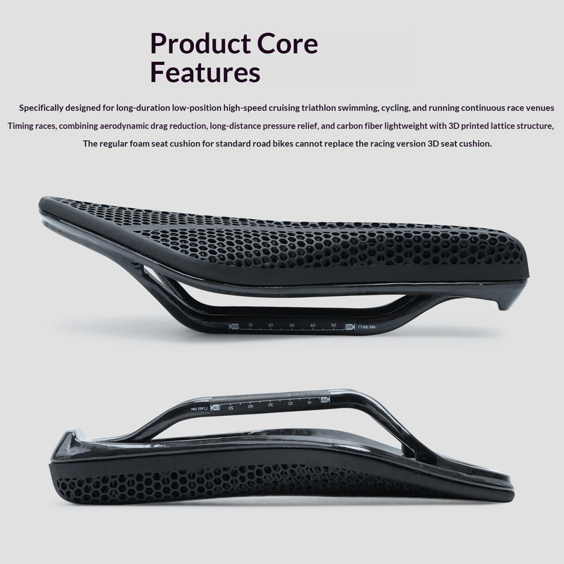 Load image into Gallery viewer, RIRO 3D Printed Carbon Fiber Triathlon TT Bicycle Saddle - Lightweight Hollow Matrix Pro Racing Seat