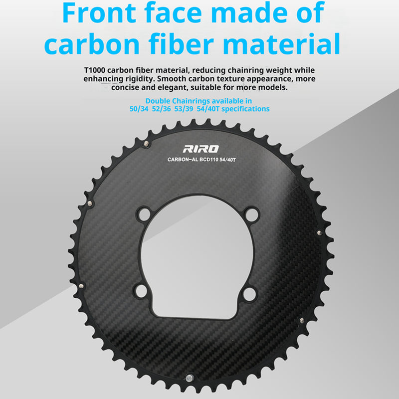 Load image into Gallery viewer, Riro RCB 110BCD CNC Aluminum Chainring with Carbon Fiber Reinforced Surface Single and Double Chainrings