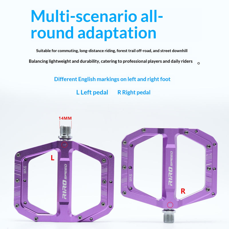 Load image into Gallery viewer, RIRO MK6 CNC Aluminum Flat Pedals | Mountain Bike / Folding Bike / Urban Commuter Pedals K60