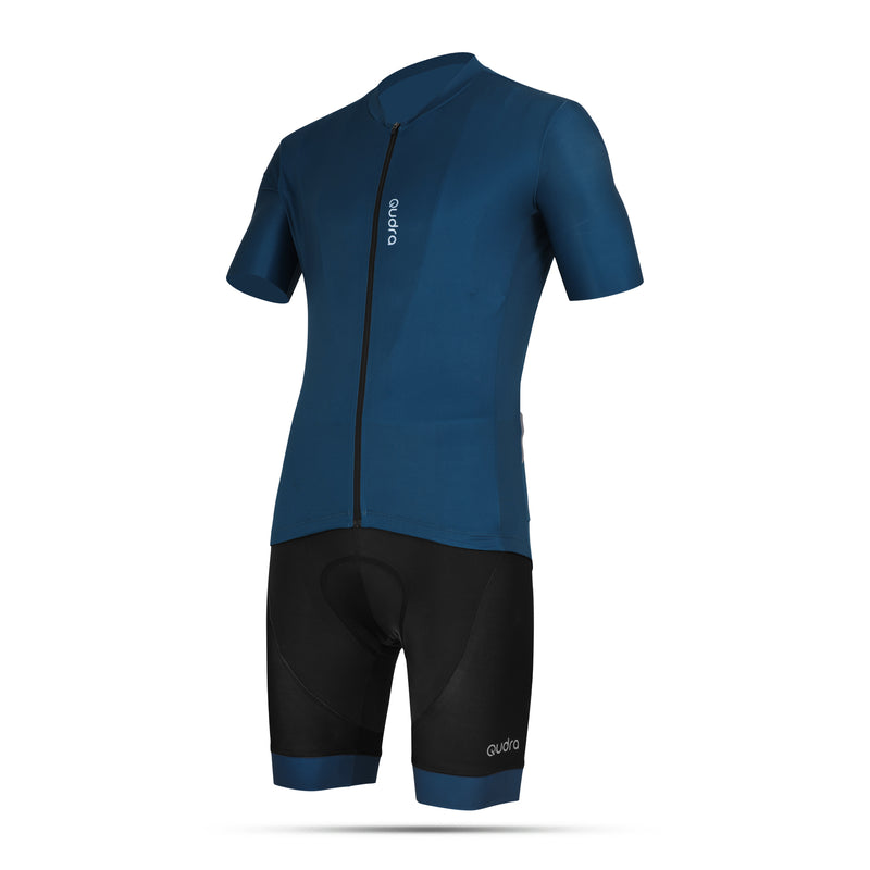 Load image into Gallery viewer, Qudra Cycling Jersey and Bib Tights Top with Short Pants Navy Blue 064