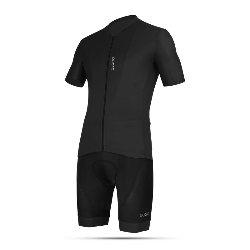 Load image into Gallery viewer, Qudra Cycling Jersey and Bib Tights Top with Short Pants 061 Black