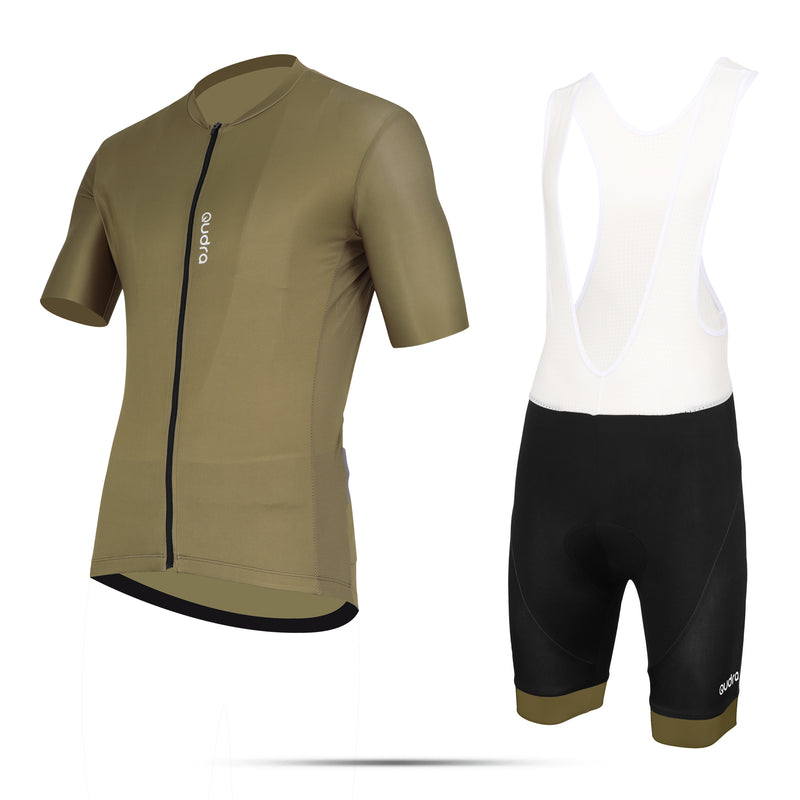 Load image into Gallery viewer, Qudra Cycling Jersey and Bib Tights Top with Short Pants Brown 060