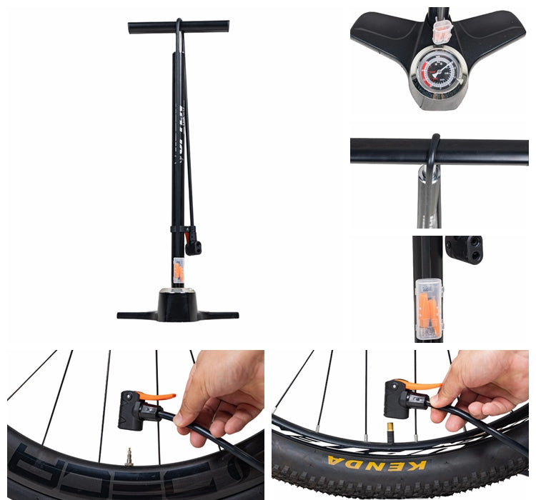 Load image into Gallery viewer, Upten Bicycle Aluminum Floor Air Pump with Gauge 200Psi Deluxe Stand Bike Pumps P29B