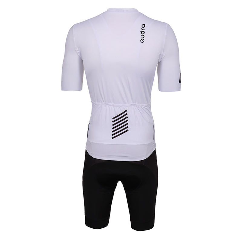 Load image into Gallery viewer, Qudra Cycling Jersey and Bib Tights Top with Short Pants White 062