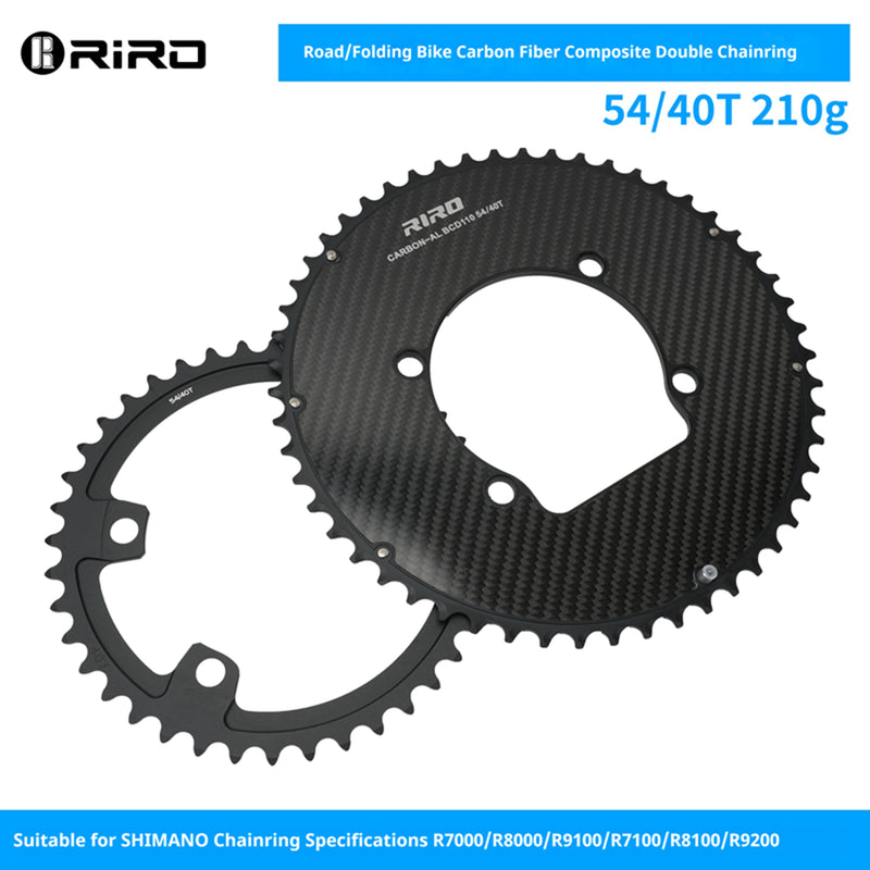 Load image into Gallery viewer, Riro RCB 110BCD CNC Aluminum Chainring with Carbon Fiber Reinforced Surface Single and Double Chainrings