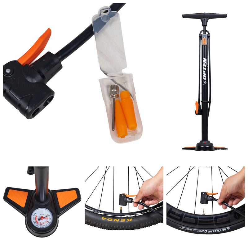 Load image into Gallery viewer, Upten Bicycle Floor Air Pump with Gauge 160 Psi Stand Foot Bike Pumps 042