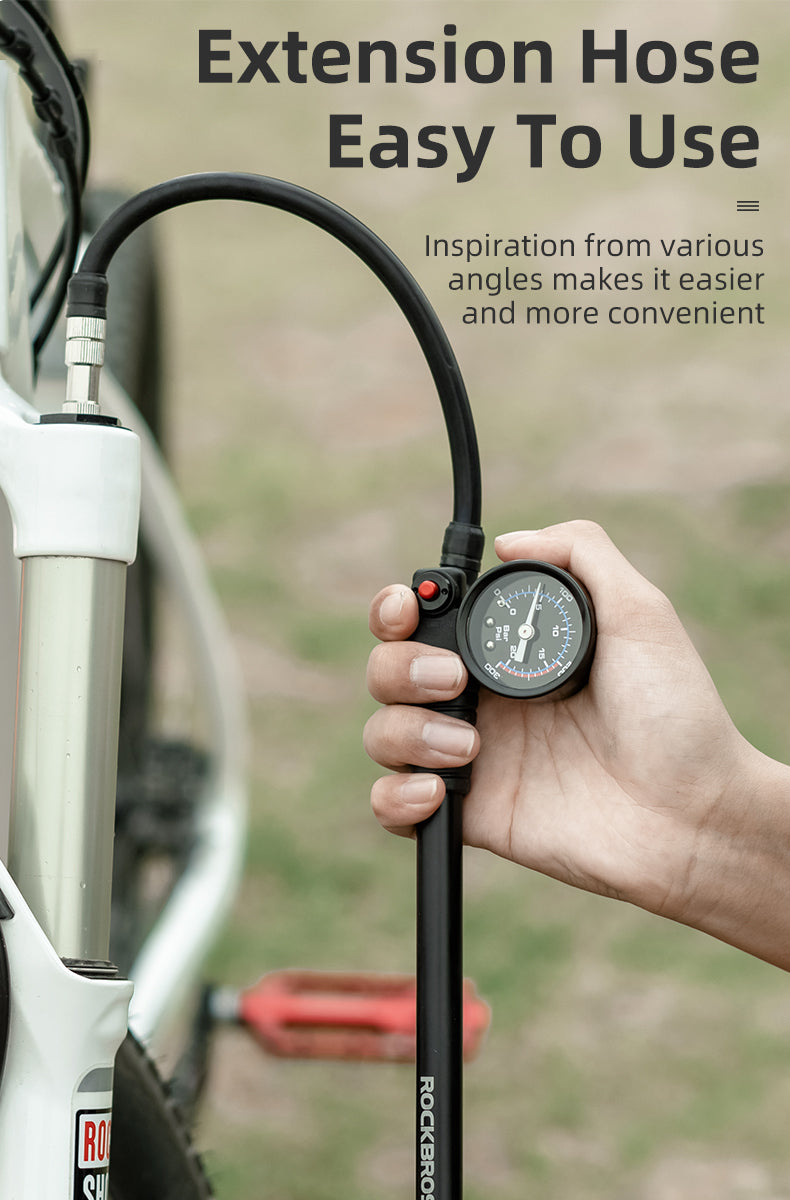 Load image into Gallery viewer, Rockbros Bike Air Pump 300psi Fork Pump Gauge Rear Bicycle Suspension Hand Pump