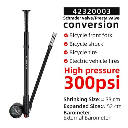 Load image into Gallery viewer, Rockbros Bike Air Pump 300psi Fork Pump Gauge Rear Bicycle Suspension Hand Pump