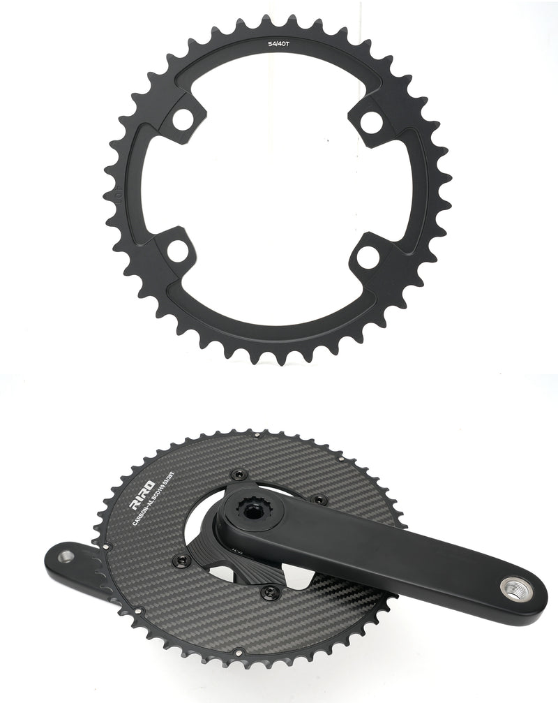 Load image into Gallery viewer, Riro RCB 110BCD CNC Aluminum Chainring with Carbon Fiber Reinforced Surface Single and Double Chainrings
