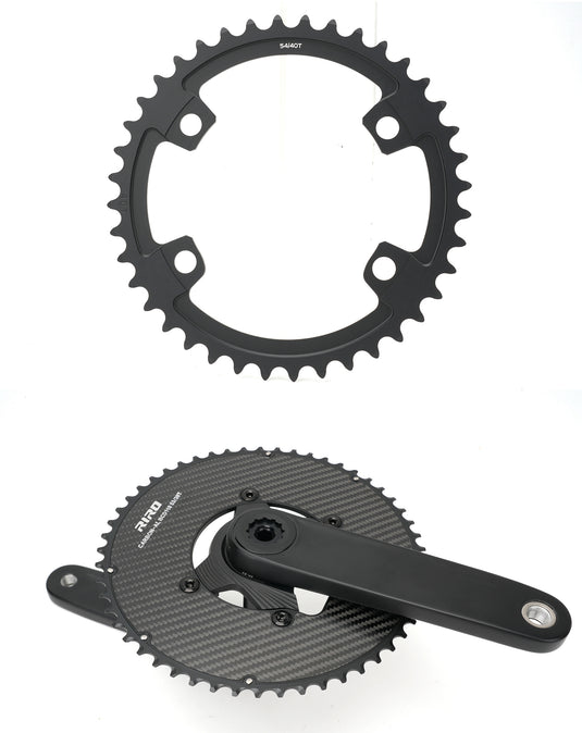 Riro RCB 110BCD CNC Aluminum Chainring with Carbon Fiber Reinforced Surface Single and Double Chainrings