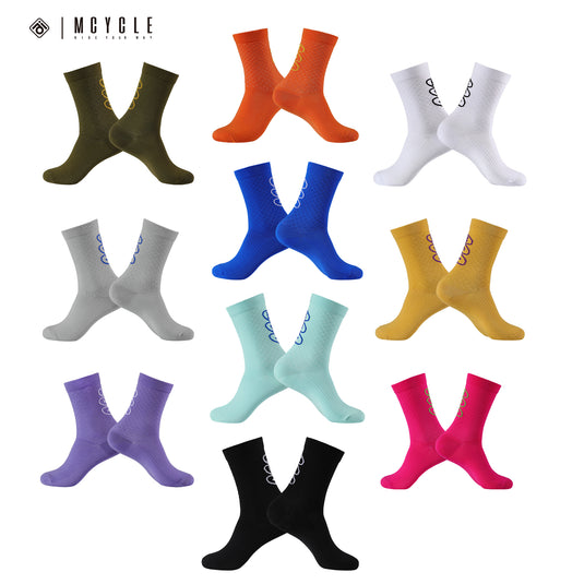 MCYCLE Unisex High-Elastic Athletic Knitted Cycling Socks - MP059 Dopamine Series