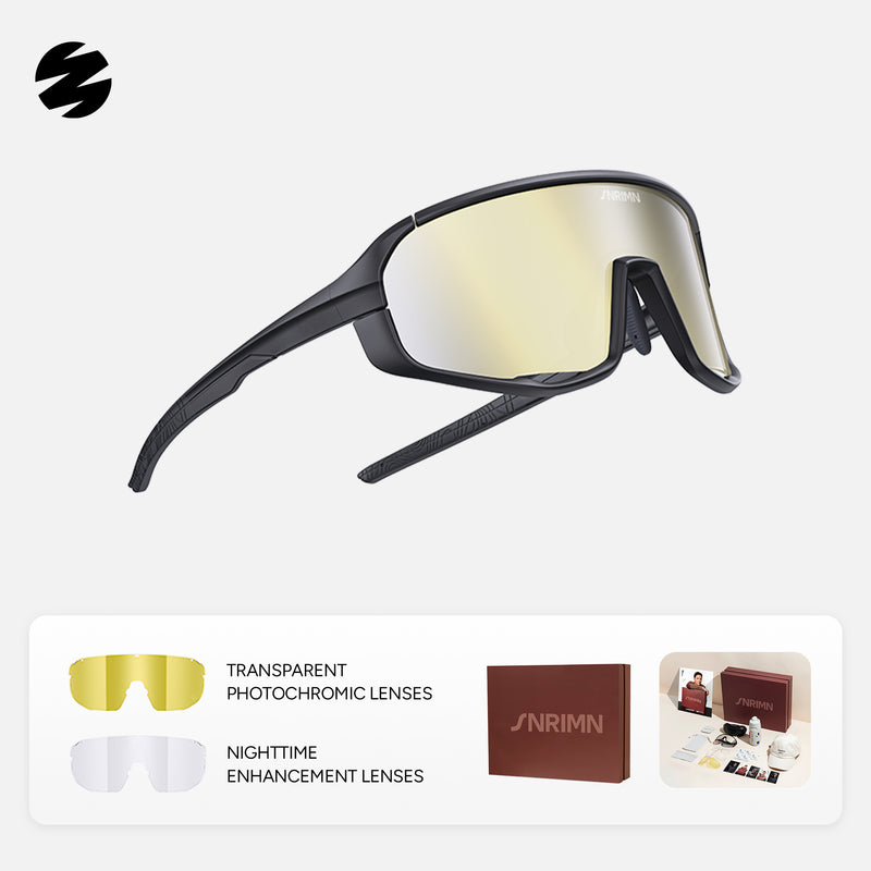Load image into Gallery viewer, SUNRIMOON Twilight Full‑Frame Cycling Sunglasses Lenses By ZEISS, Photochromic, Interchangeable Sports Glasses for Cycling Running Outdoo JN2501A
