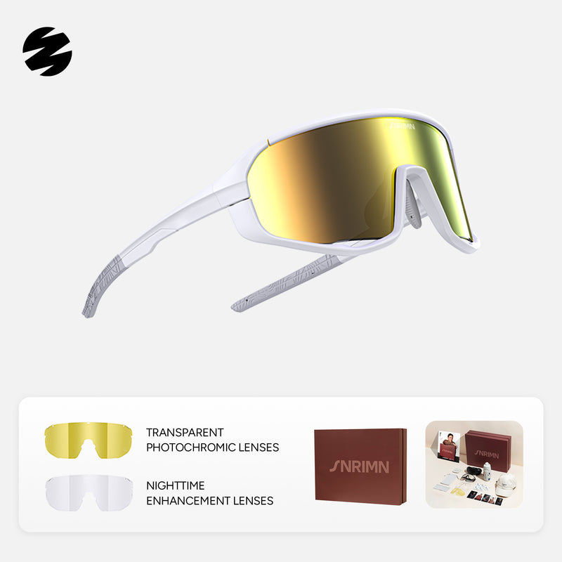 Load image into Gallery viewer, SUNRIMOON Twilight Full‑Frame Cycling Sunglasses Lenses By ZEISS, Photochromic, Interchangeable Sports Glasses for Cycling Running Outdoo JN2501A
