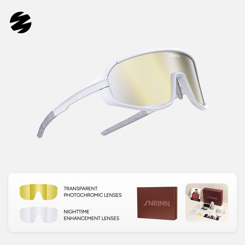 Load image into Gallery viewer, SUNRIMOON Twilight Full‑Frame Cycling Sunglasses Lenses By ZEISS, Photochromic, Interchangeable Sports Glasses for Cycling Running Outdoo JN2501A
