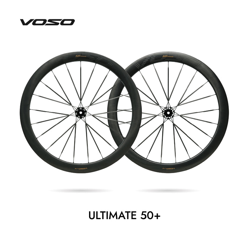 Load image into Gallery viewer, SCOM VOSO Lite Ultimate 50+ Carbon Spoke Road Bike Disc Brake Wheelset | Tubeless &amp; Clincher Compatible
