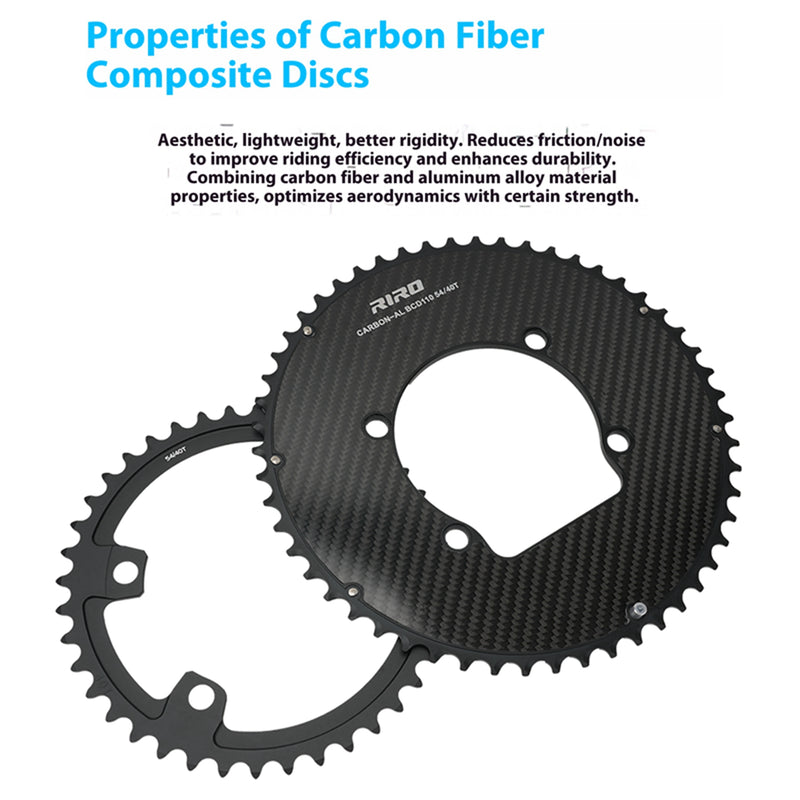 Load image into Gallery viewer, Riro RCB 110BCD CNC Aluminum Chainring with Carbon Fiber Reinforced Surface Single and Double Chainrings
