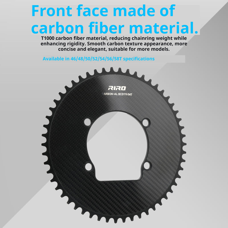 Load image into Gallery viewer, Riro RCB 110BCD CNC Aluminum Chainring with Carbon Fiber Reinforced Surface Single and Double Chainrings
