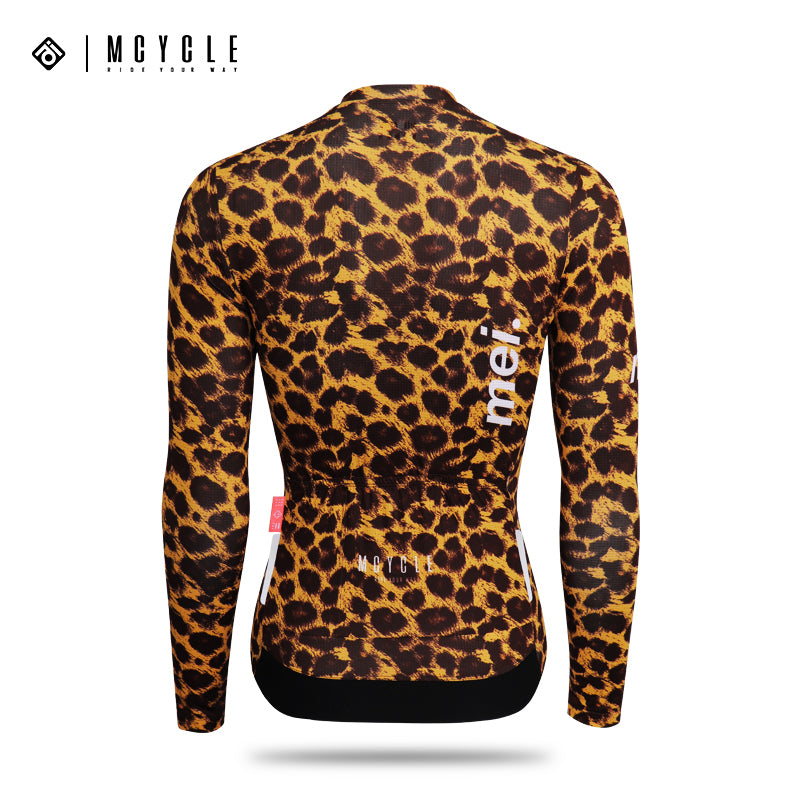 Load image into Gallery viewer, Mcycle Woman Leopard Print Long Sleeve Cycling Jersey MY262W
