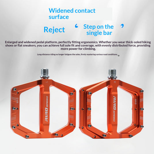 RIRO MK6 CNC Aluminum Flat Pedals | Mountain Bike / Folding Bike / Urban Commuter Pedals K60