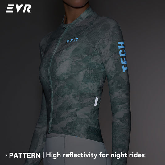 EVR TECH Women's Long‑Sleeve Cycling Jersey Lycra Quick‑Dry UPF50+ Road Bike Top 2620