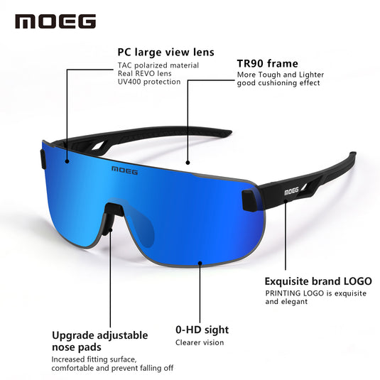 MOEG Cycling Sunglasses with Polarized REVO Lens MO9370