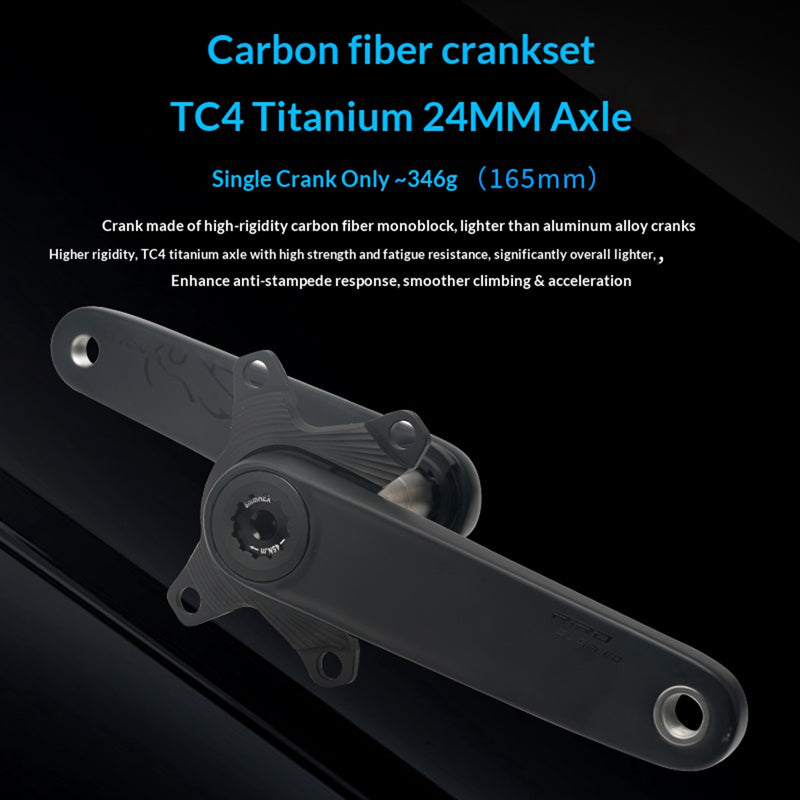 Load image into Gallery viewer, RIRO SL06 Carbon Fiber Crankset with TC4 Titanium 24mm Spindle 346g Compatible with all Shimano bottom bracket
