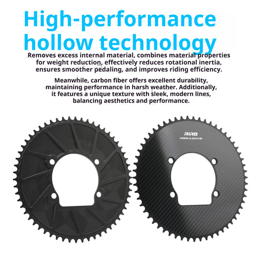 Riro RCB 110BCD CNC Aluminum Chainring with Carbon Fiber Reinforced Surface Single and Double Chainrings