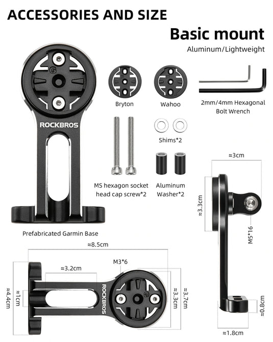 ROCKBROS Aluminum Bicycle Computer Mount For IGPSPORT Garmin Wahoo Magene Lightweight  Bike Light Holder FK305