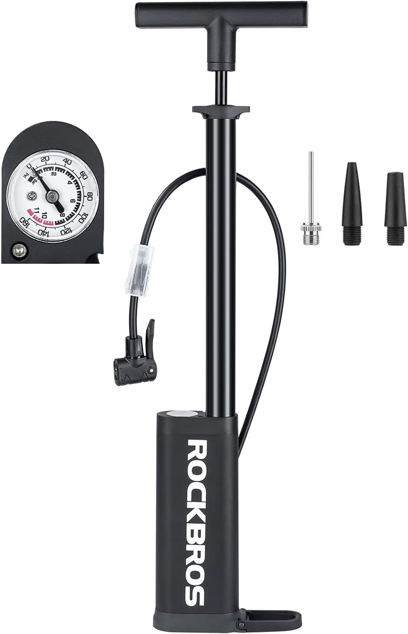 Load image into Gallery viewer, ROCKBROS Bike Pump with Gauge 160psi Bike Floor Pump with Both Presta and Schrader Valves ‎42310007001
