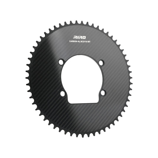 Riro RCB 110BCD CNC Aluminum Chainring with Carbon Fiber Reinforced Surface Single and Double Chainrings