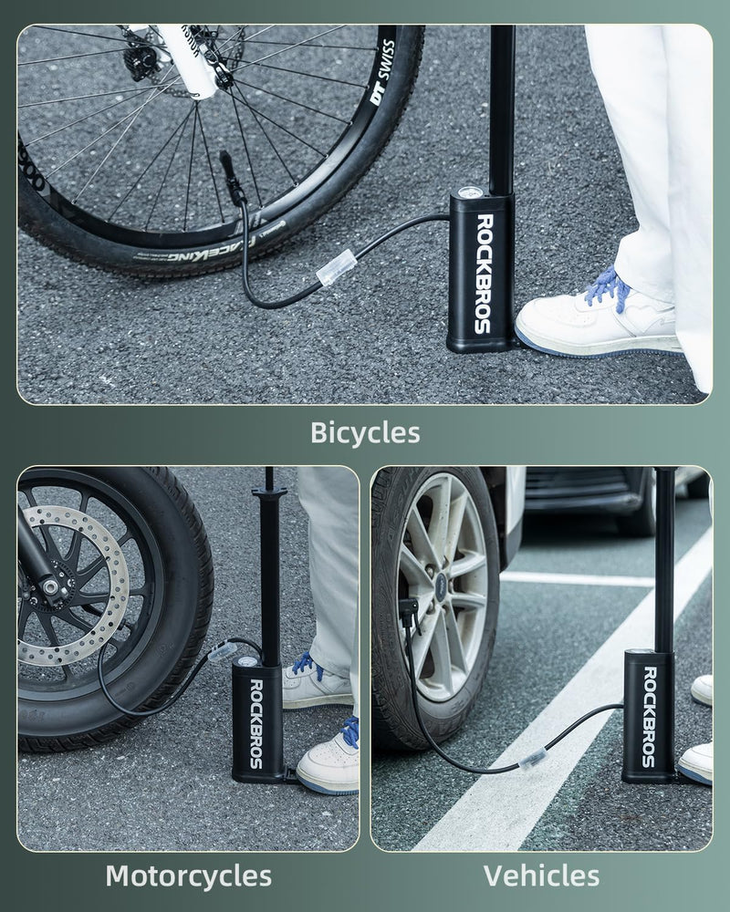 Load image into Gallery viewer, ROCKBROS Bike Pump with Gauge 160psi Bike Floor Pump with Both Presta and Schrader Valves ‎42310007001
