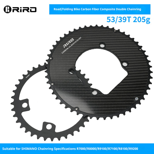 Riro RCB 110BCD CNC Aluminum Chainring with Carbon Fiber Reinforced Surface Single and Double Chainrings