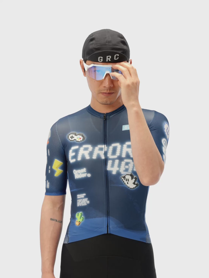 Load and play video in Gallery viewer, GRC Unisex Game Rider ERROR Short Sleeve Cycling Jersey 1457
