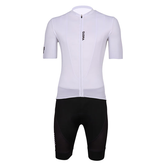 Qudra Cycling Jersey and Bib Tights Top with Short Pants White 062