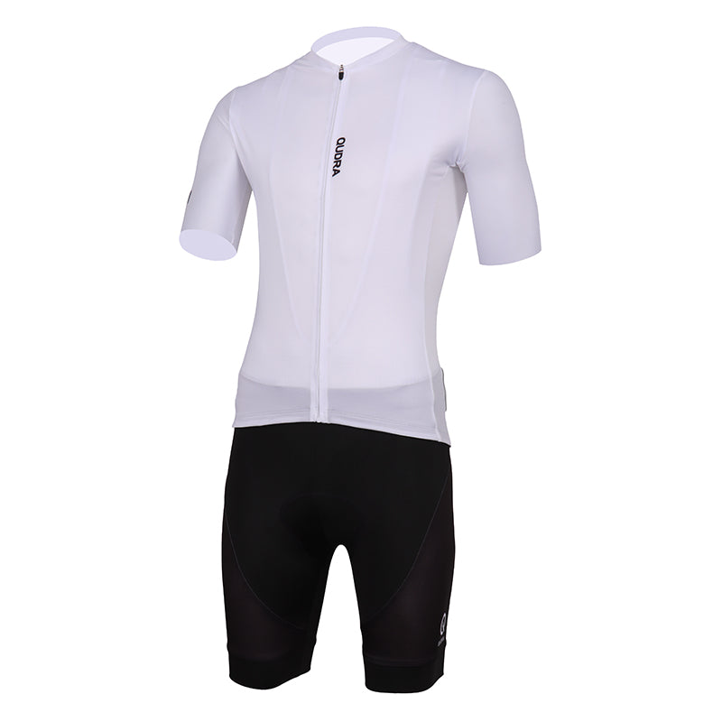 Load image into Gallery viewer, Qudra Cycling Jersey and Bib Tights Top with Short Pants White 062
