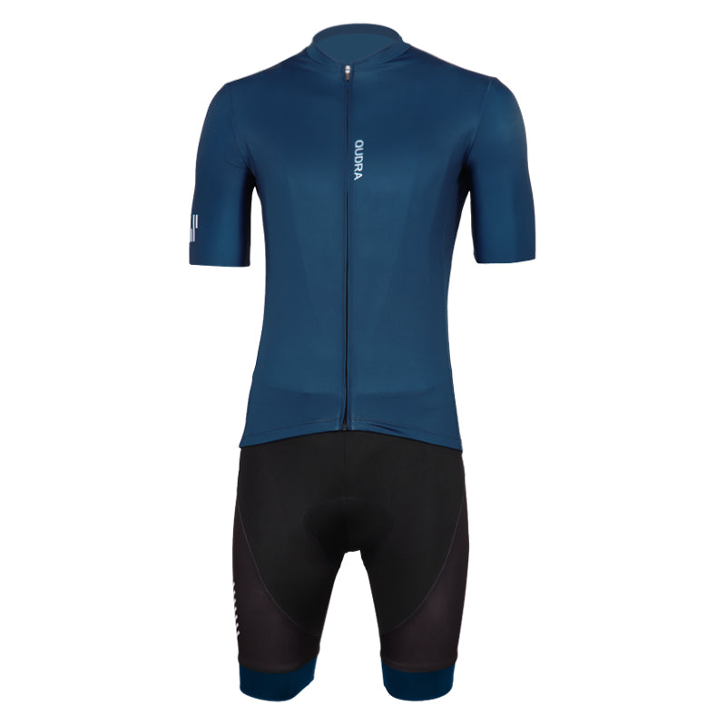 Load image into Gallery viewer, Qudra Cycling Jersey and Bib Tights Top with Short Pants Navy Blue 064
