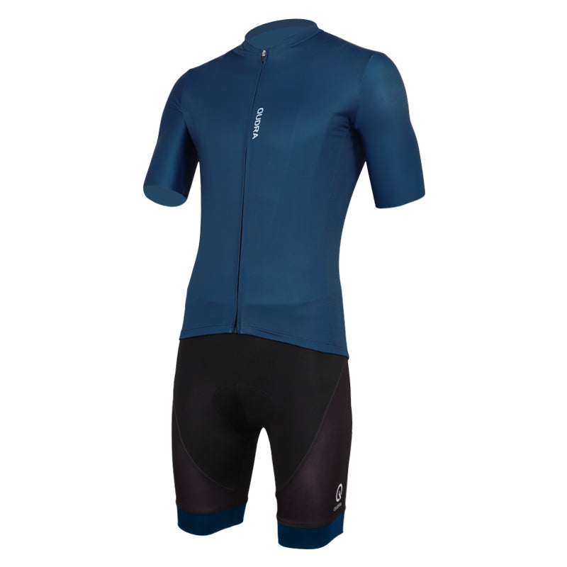 Load image into Gallery viewer, Qudra Cycling Jersey and Bib Tights Top with Short Pants Navy Blue 064
