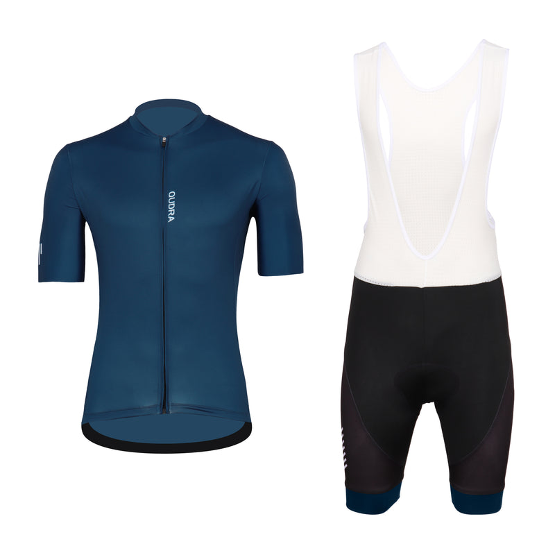 Load image into Gallery viewer, Qudra Cycling Jersey and Bib Tights Top with Short Pants Navy Blue 064
